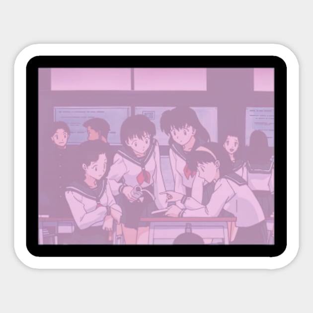 Anime Girl 90s In Classroom Aesthetic Sticker by JohnHammilten